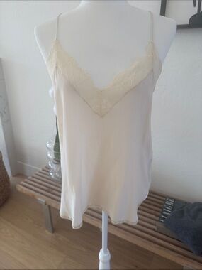 Zatig & Voltaire Christy Ecru Delicate Cream Lace-Trim Cami Top new with tags
